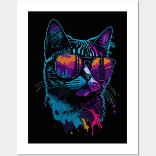 Maine cat with Sunglasses Posters and Art